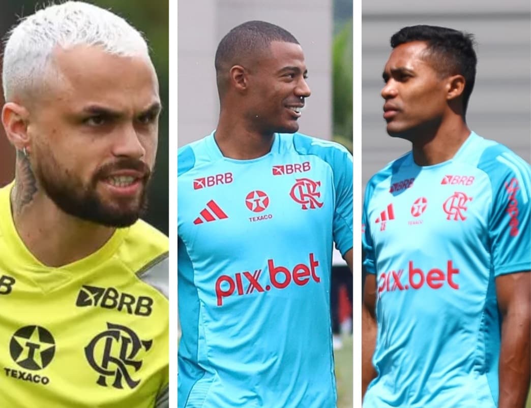 Michael, De La Cruz e Alex Sandro em treino do Flamengo