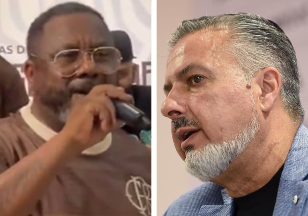 Pai de Gerson com Manto e José Boto em coletiva