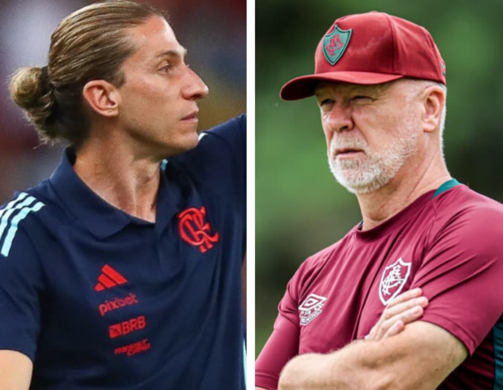 Filipe Luís e Mano Menezes, de Flamengo e Fluminense