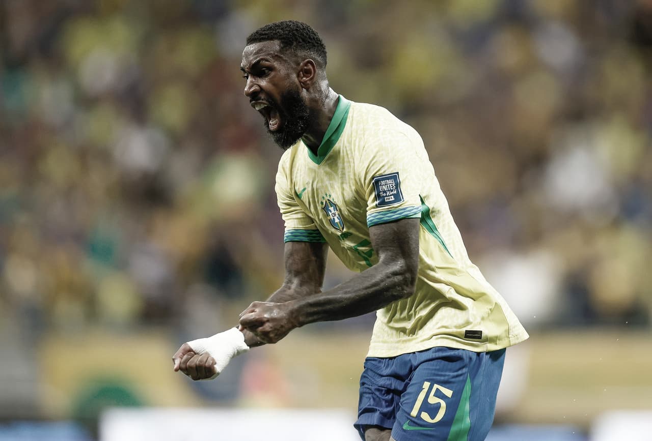 gerson comemora gol da seleção brasileira