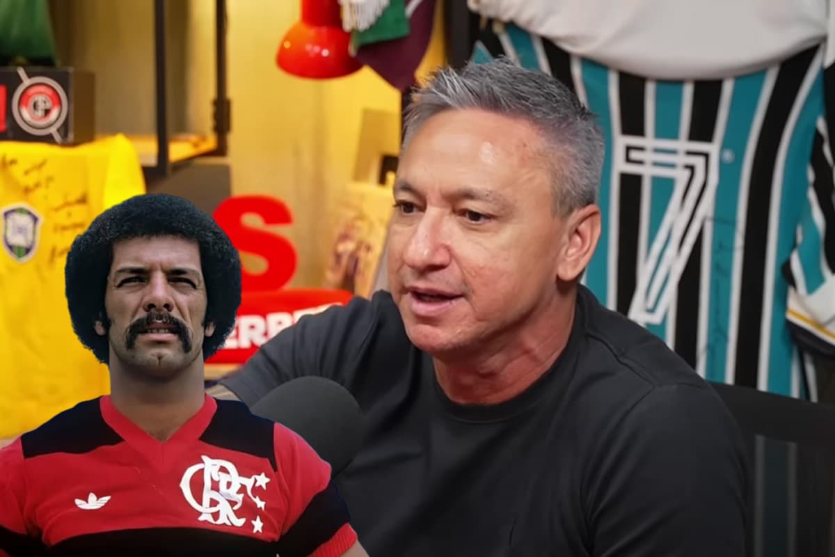 Montagem com Paulo Nunes no Charla ao lado do Júnior com a camisa do Flamengo