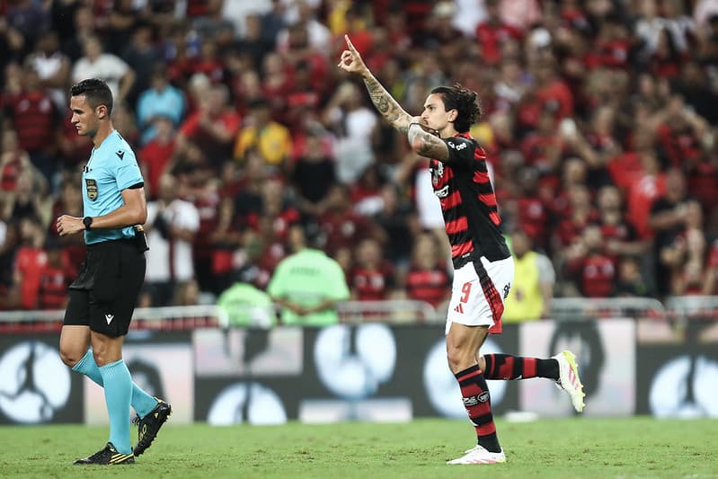 Pedro comemora gol pelo Flamengo contra o Juventude