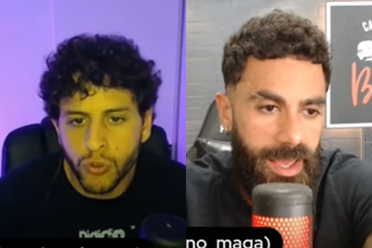 Jornalistas Gabriel Simões e Bruno Magalhães em live no Youtube