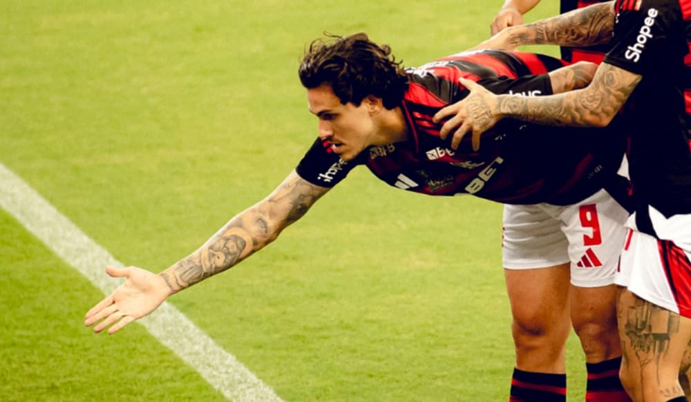 pedro comemora gol do flamengo contra o juventude