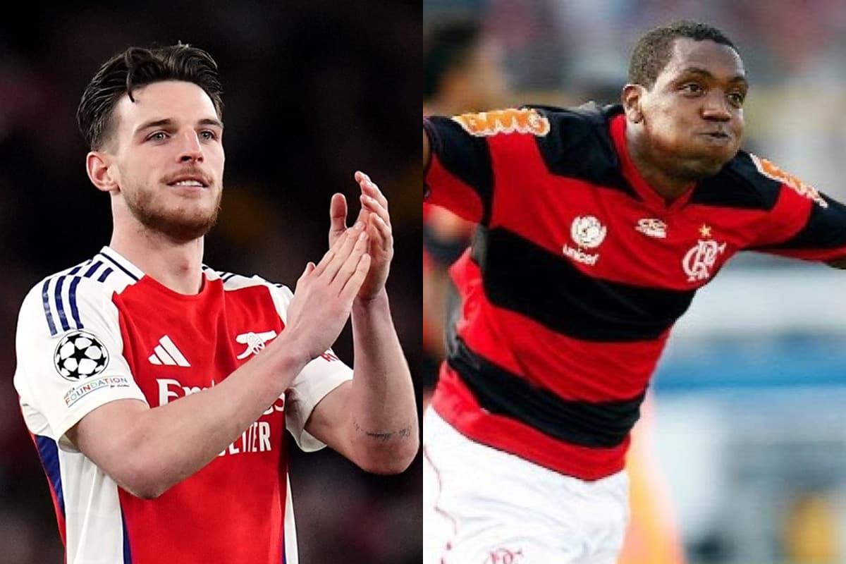 Montagem com Declan Rice e Renato Abreu