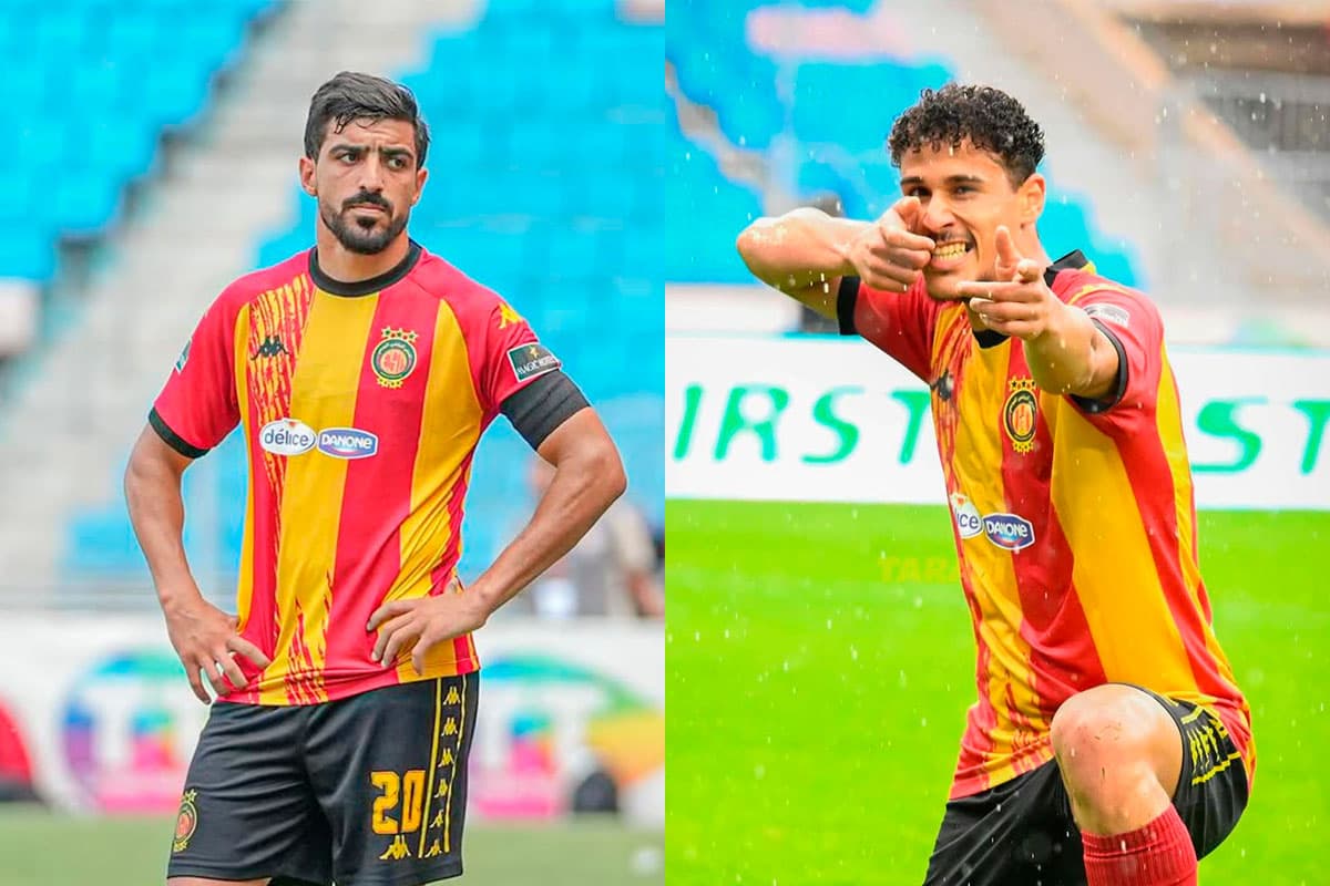 Montagem com os jogadores Achref Jabri e Ben Hamida, do Espérance-TUN