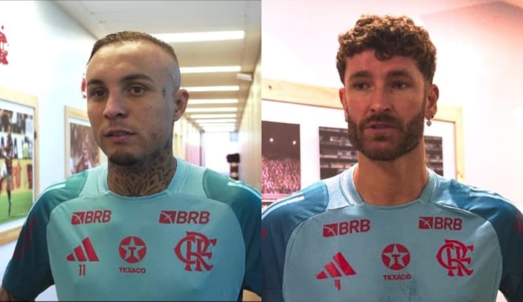 Cebolinha (esquerda) e Léo Pereira (direita) projetam Cruzeiro x Flamengo