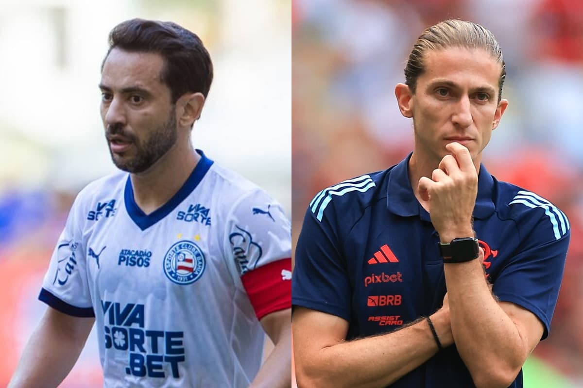Montagem com fotos de Everton Ribeiro (Bahia) e Filipe Luís (Flamengo)