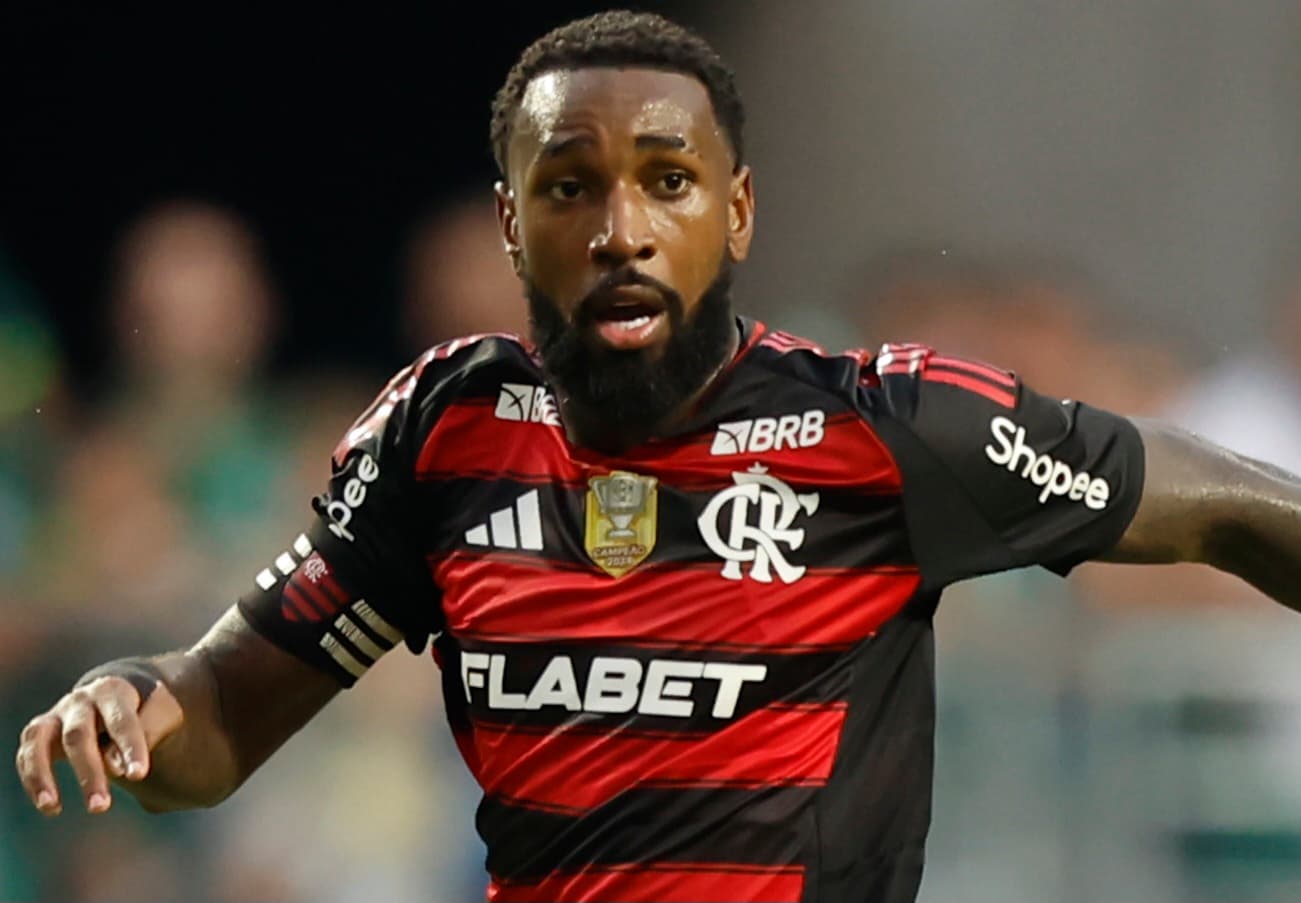 Gerson durante Flamengo x Palmeiras