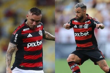 Montagem com fotos de Everton Cebolinha e Michael jogando pelo Flamengo