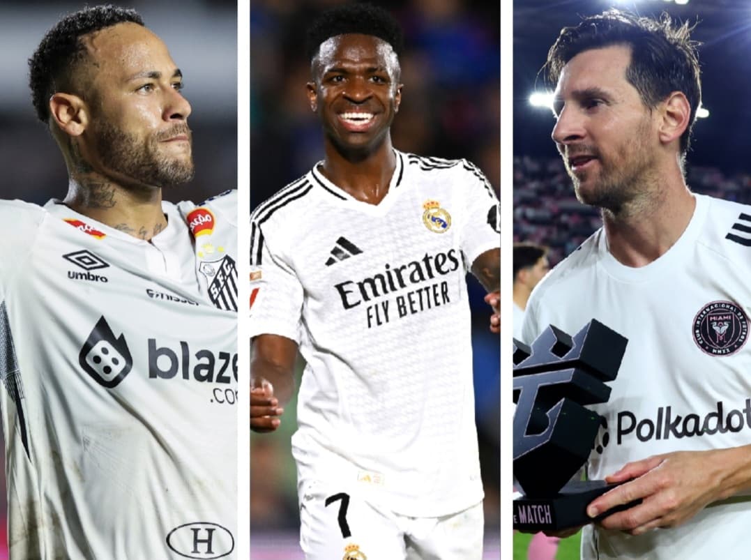 Neymar, Vini Jr e Messi em campo