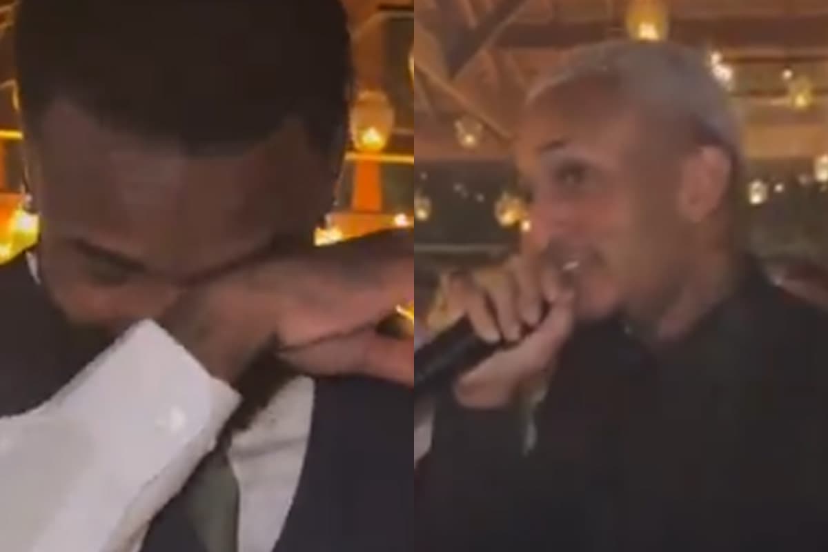 Montagem com discurso de Wesley fazendo Gerson chorar