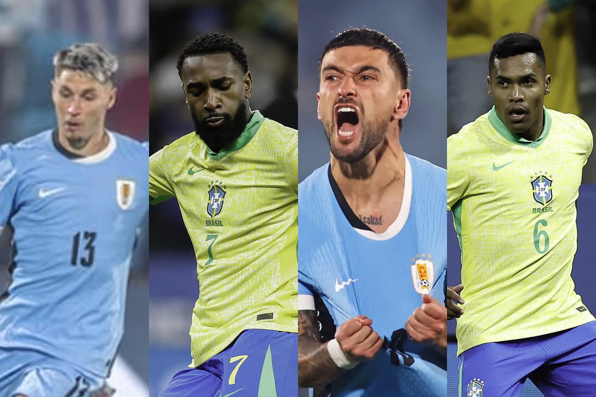 montagem com Varela, Gerson, Arrascaeta e Alex Sandro