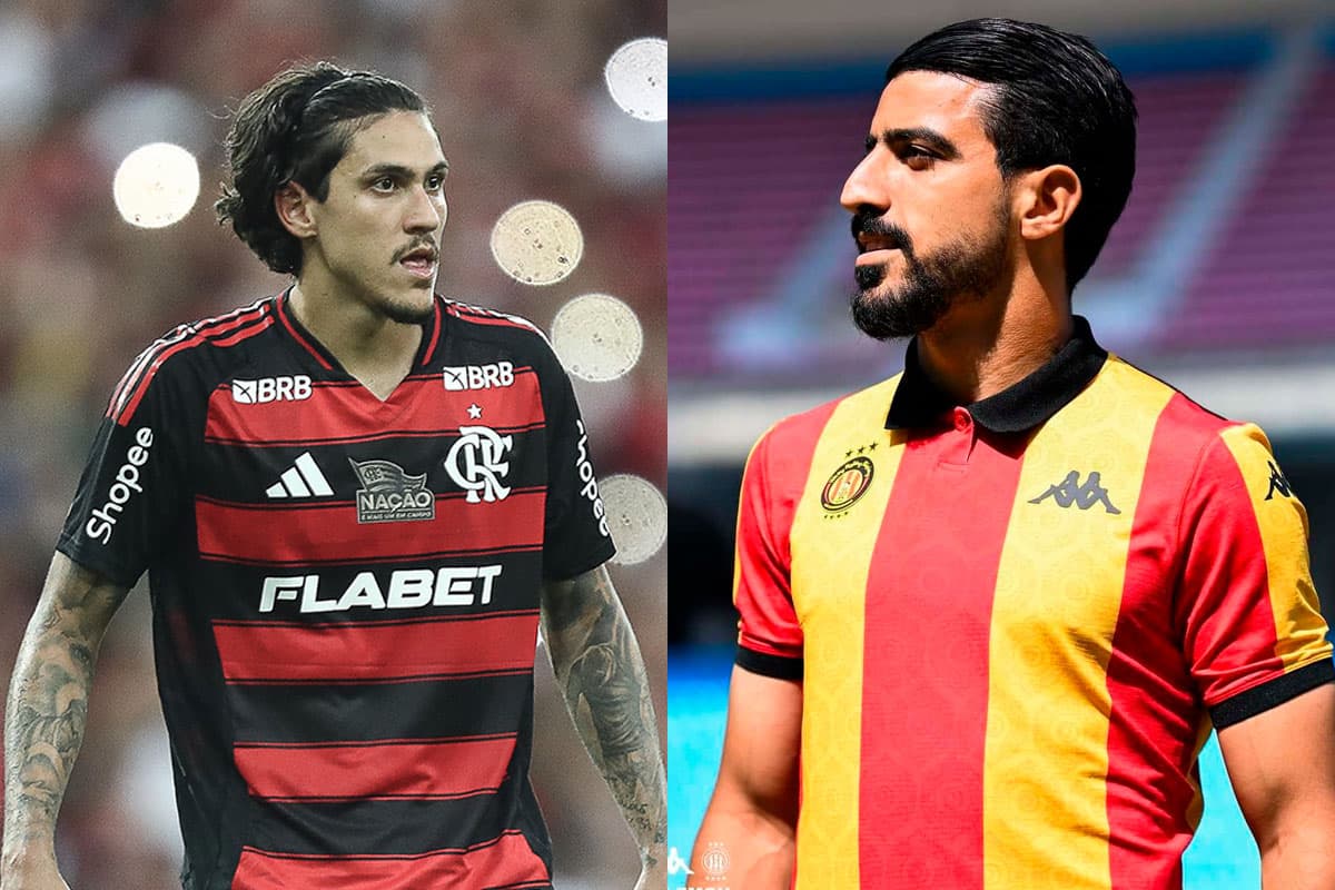 Montagem com Pedro, do Flamengo, e Ben Hamida, do Espérance.