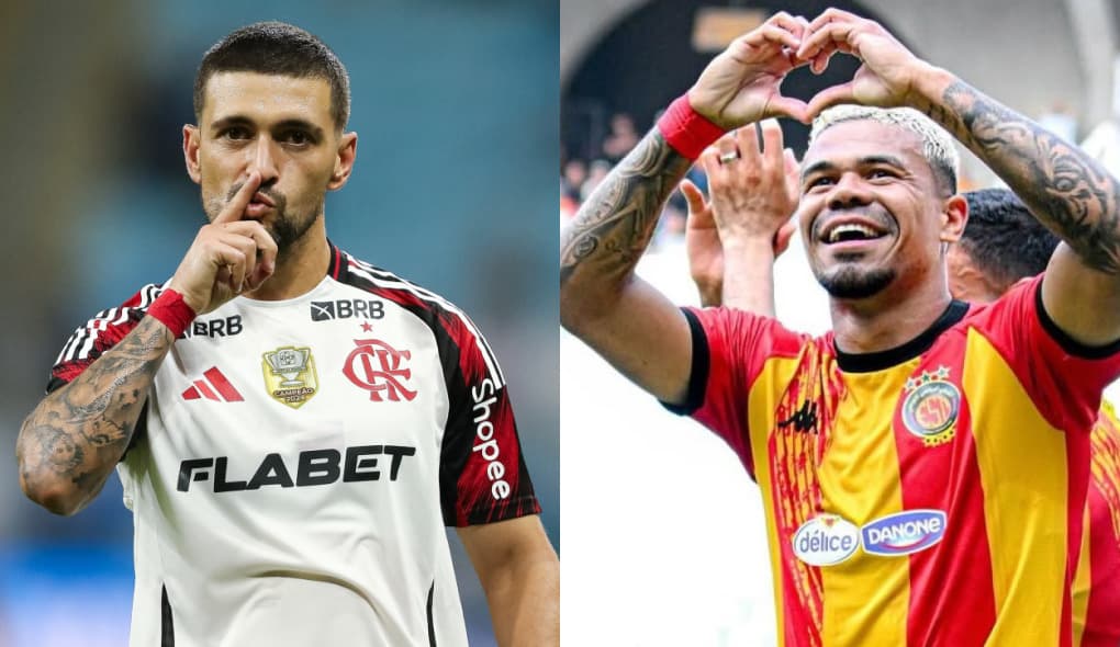 Arrascaeta (esquerda) e Yan Sasse (direita) são destaques de Flamengo e Espérance de Tunis