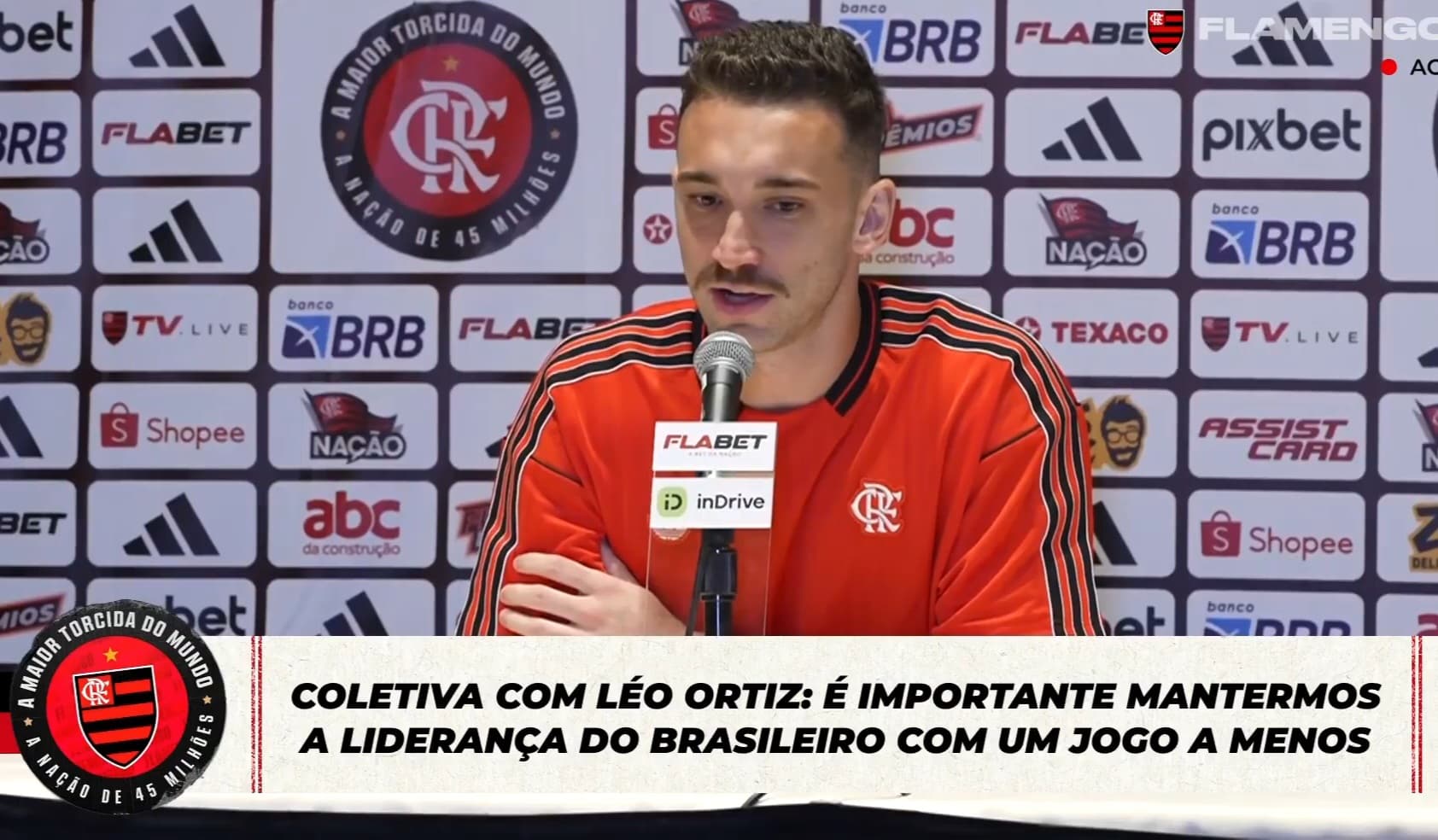Léo Ortiz em coletiva pelo Flamengo
