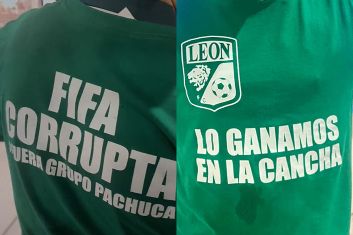 Protesto de torcedores do León contra a Fifa durante Flamengo x LAFC