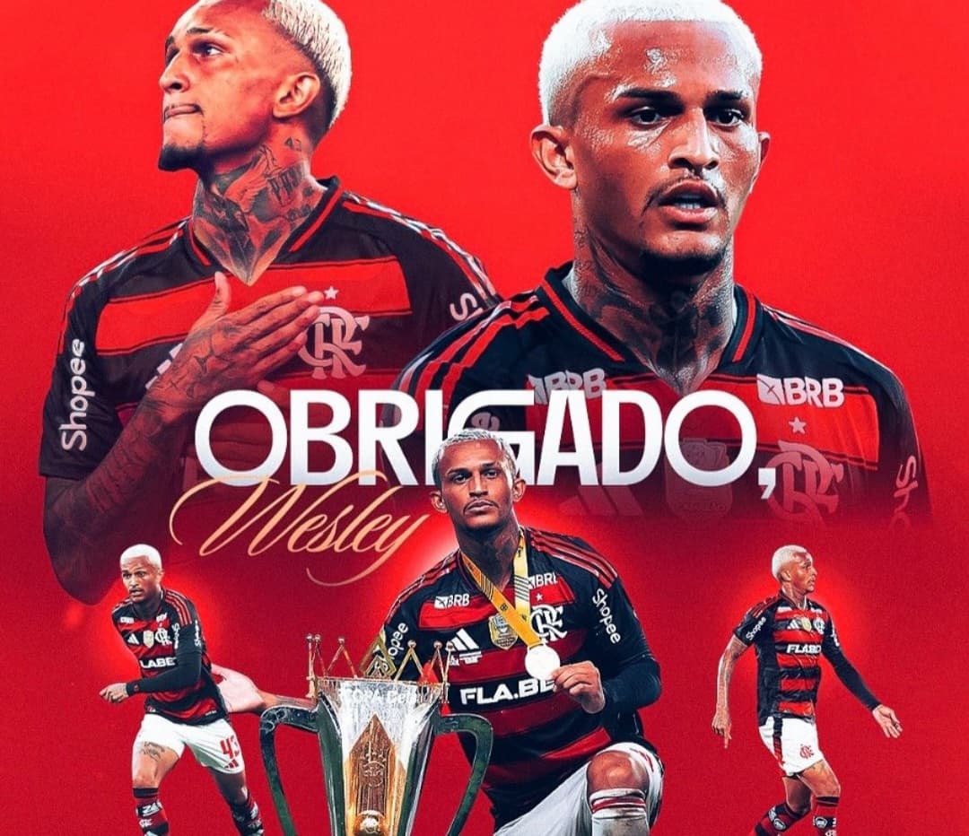 Arte do Flamengo de despedida para Wesley