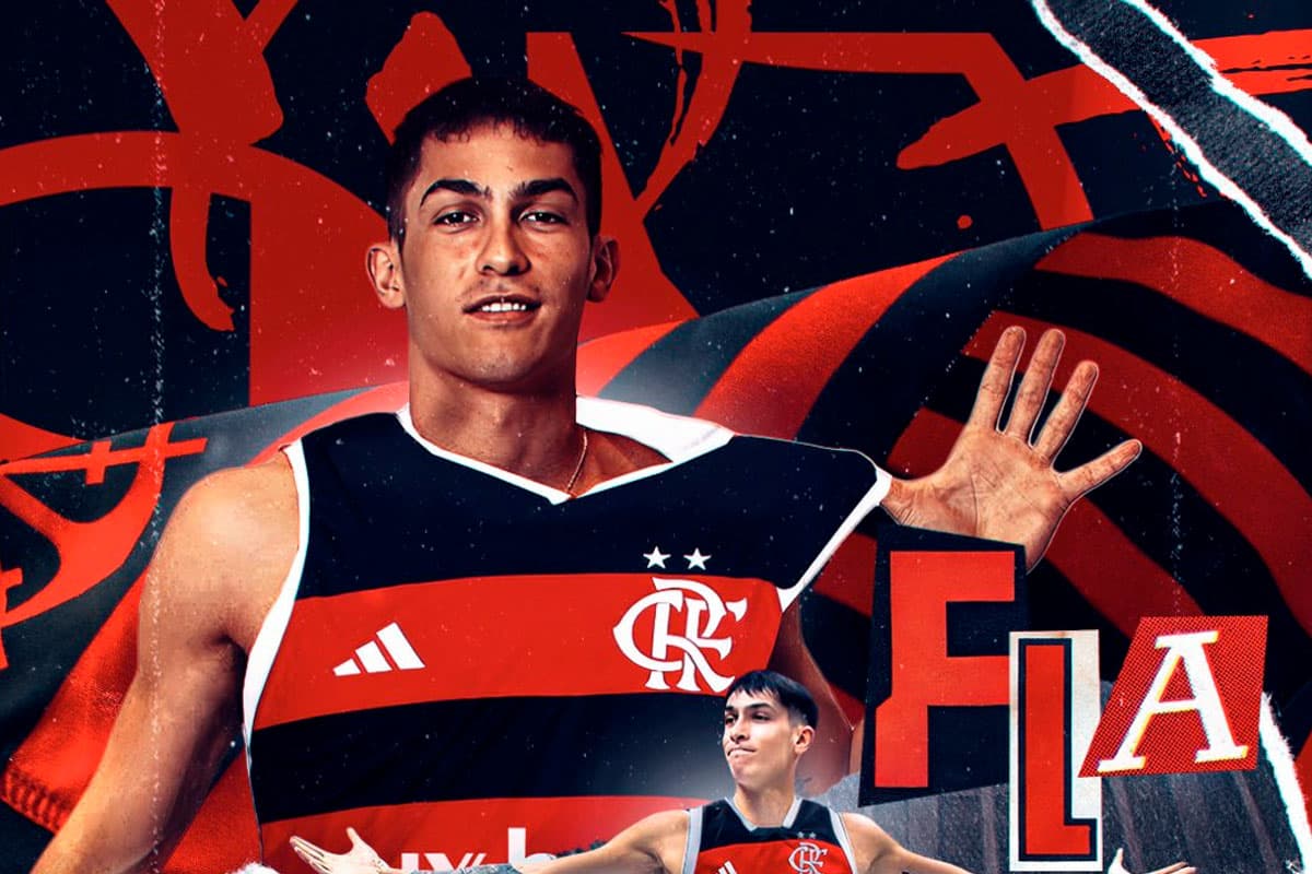 Arte do Flamengo anunciando a contratação de Franco Barelle