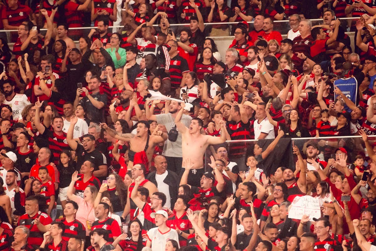 Torcida do Flamengo comemora gol sobre o Atlético-MG