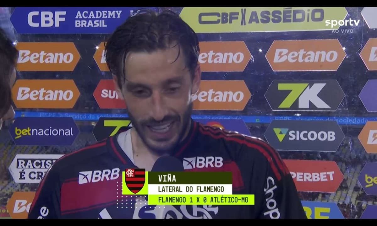 Viña concede entrevista após vitória do Flamengo sobre o Atlético-MG