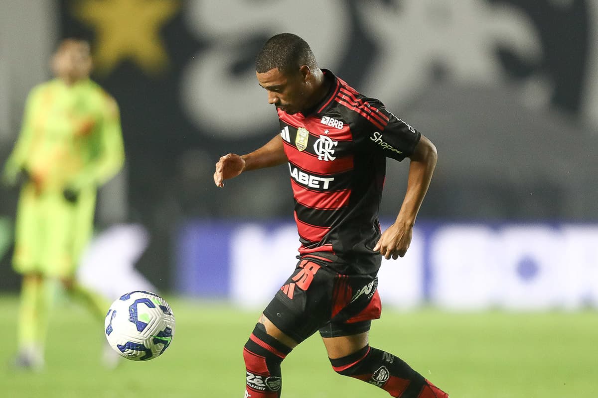 De La Cruz durante Flamengo x Santos