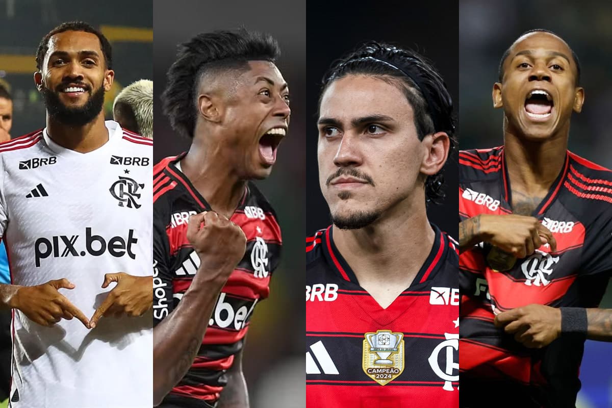 Monatagem com Juninho, Bruno Henrique, Pedro e Wallace Yan