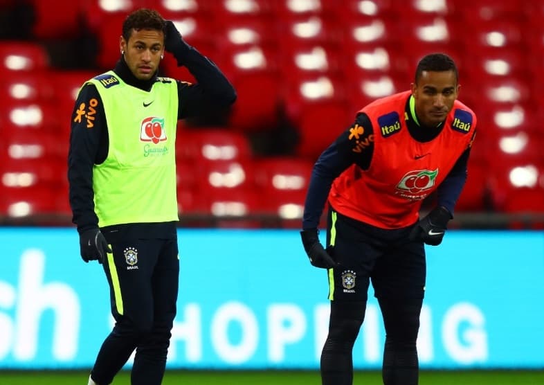 Neymar e Danilo na Seleção Brasileira