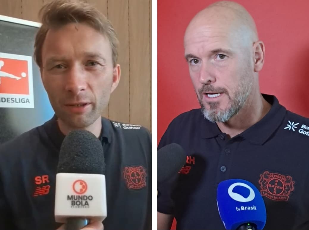 Simon Rolfes e Erik Ten Hag do Bayer Leverkusen