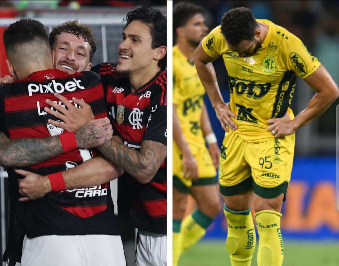 Flamengo comemora gol e Mirassol lamenta