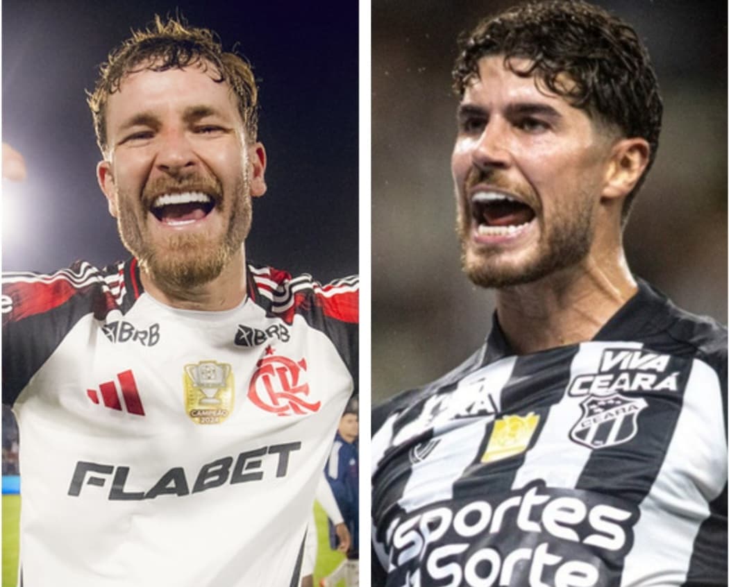 Léo Pereira, do Flamengo, e Pedro Raul, do Ceará