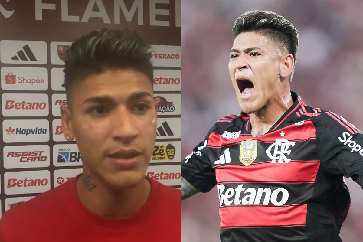 Montagem da esquerda pra direita: Carrascal na zona mista do Maracanã e Carrascal comemorando gol marcado contra o Vasco, no Maracanã