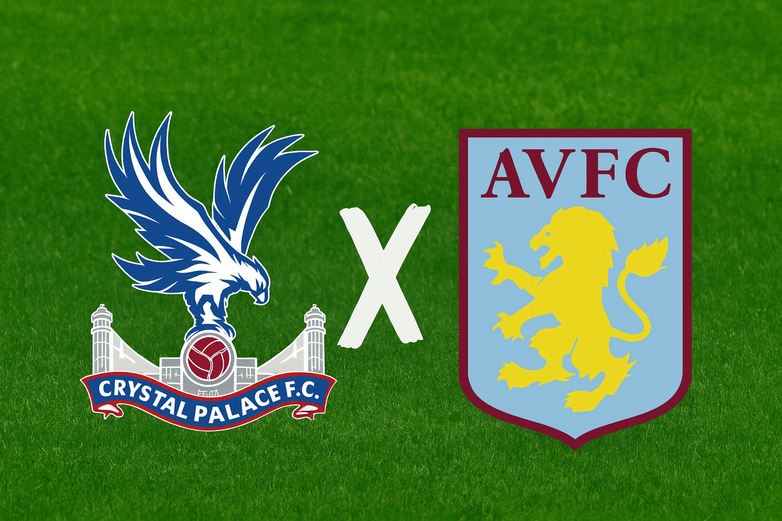 fundo com gramado verde e escudos de crystal palace x sunderland