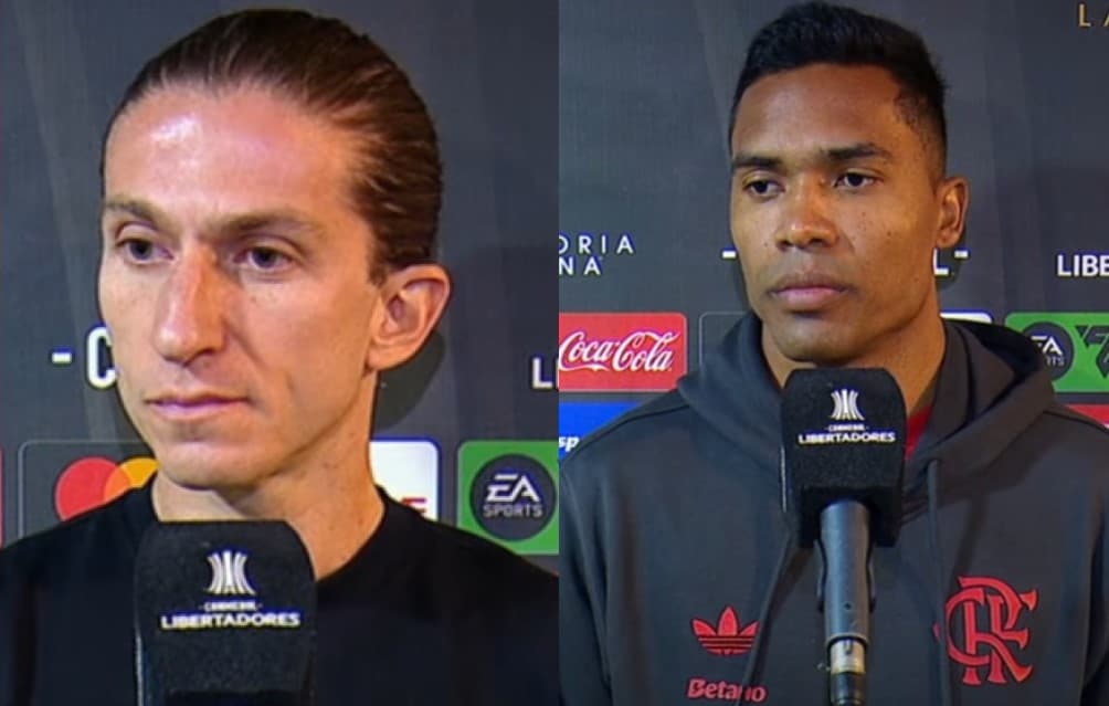Filipe Luís e Alex Sandro concedem entrevista antes de Estudiantes x Flamengo