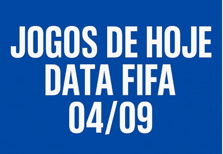 Arte digital com fundo azul e o texto centralizado em branco: Agenda Data FIFA 04/09. Design minimalista e informativo para destacar os jogos do dia.
