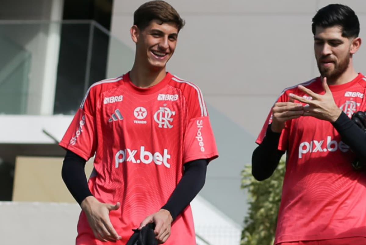 Léo Nannetti e Rossi em treino do Flamengo
