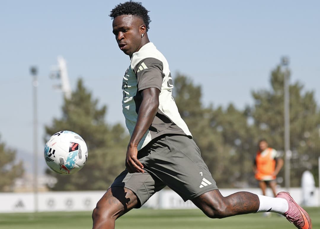 Vini Jr em treino do Real Madrid