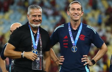 José Boto ao lado de Filipe Luís após Flamengo conquistar Taça Guanabara