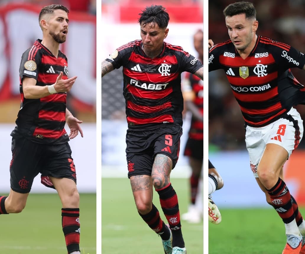 Jorginho, Pulgar e Saúl em campo pelo Flamengo de Filipe Luís