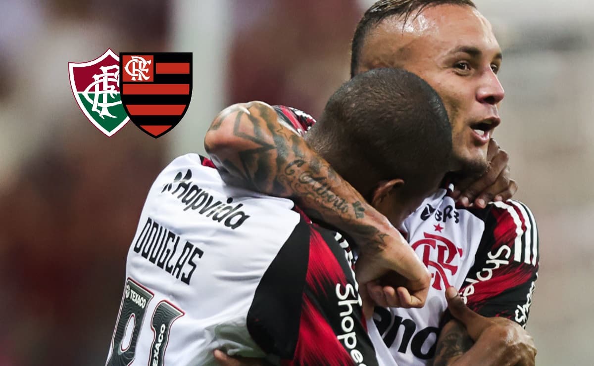 Everton Cebolinha e Douglas Telles em jogo do Flamengo contra Sport