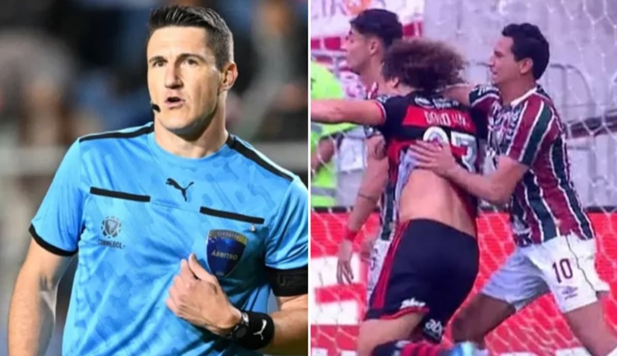 Rafael Klein em jogo da Libertadores; Pênalti sonegado para o Flamengo