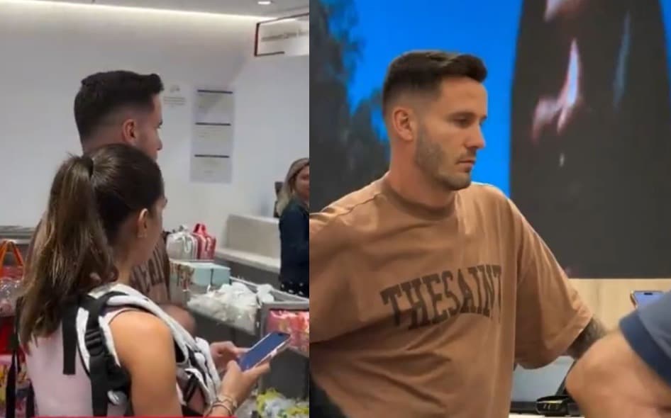 Saúl, meio-campista do Flamengo, fazendo compras na Renner