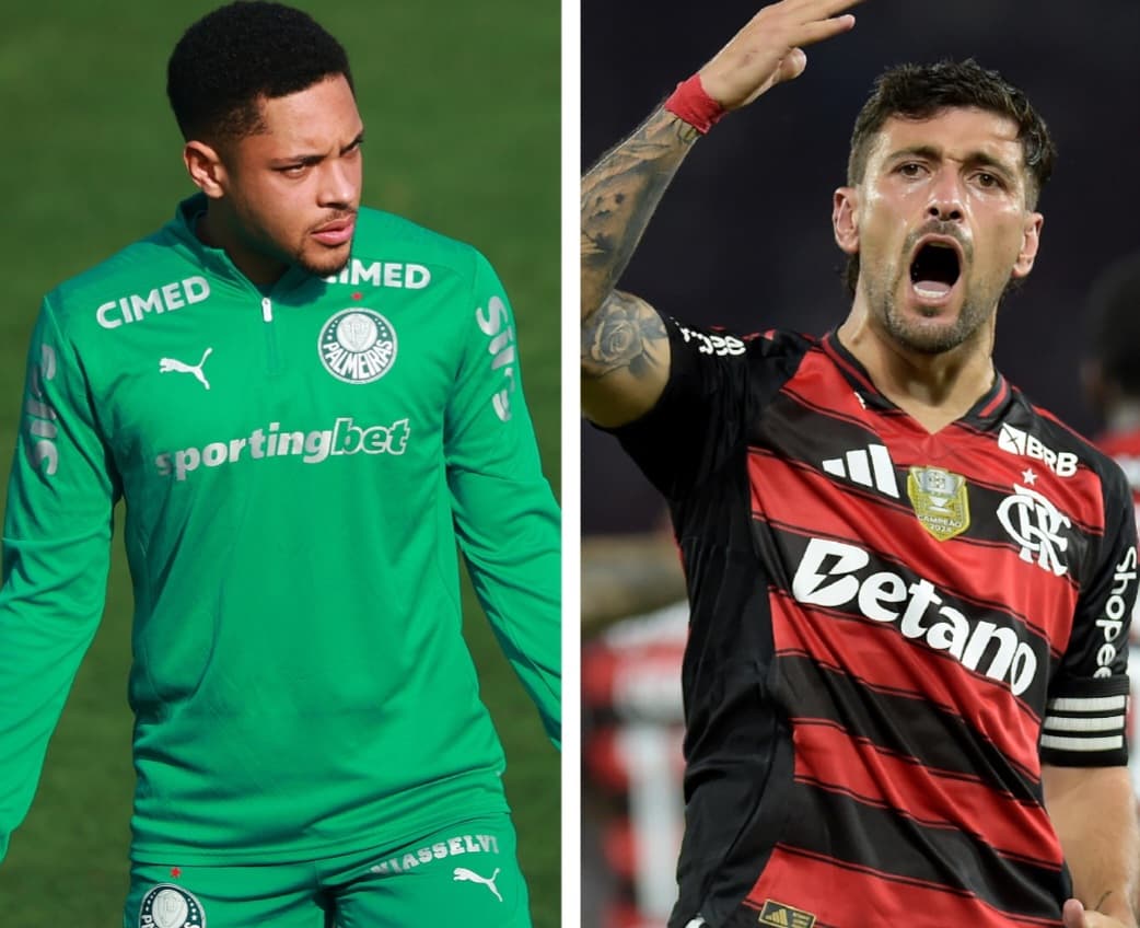 Vitor Roque pelo Palmeiras e Arrascaeta pelo Flamengo