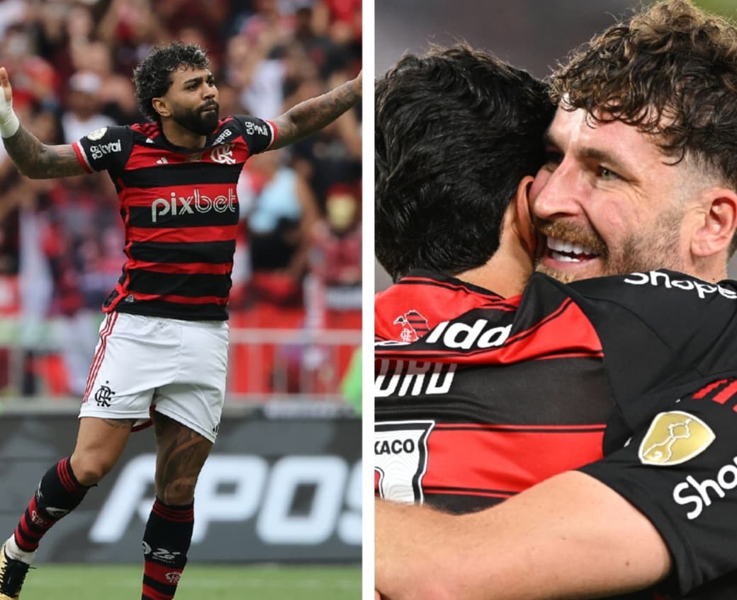 Gabigol, Pedro e Léo Pereira pelo Flamengo