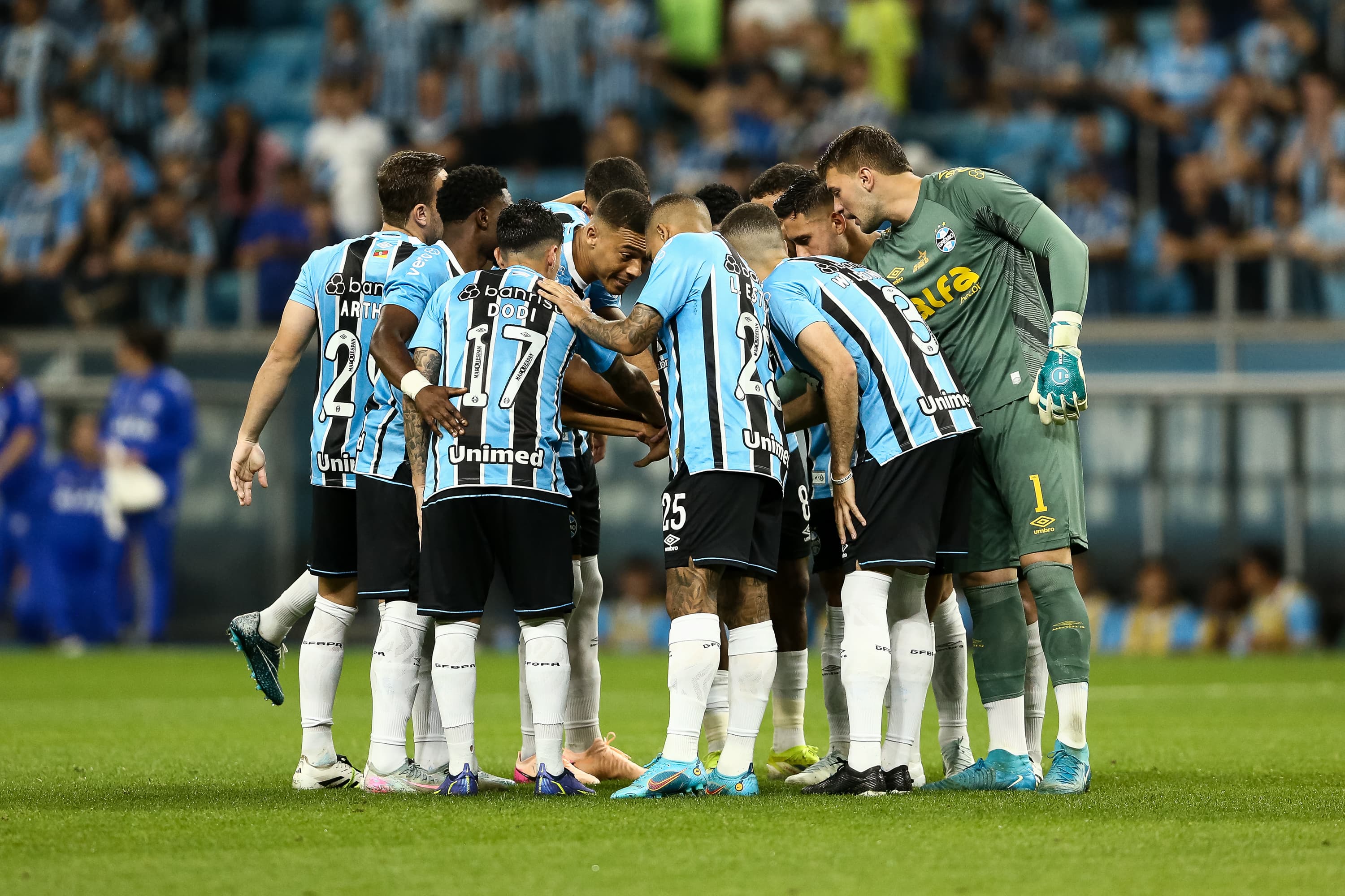 Time do Grêmio antes de jogo do Brasileirão