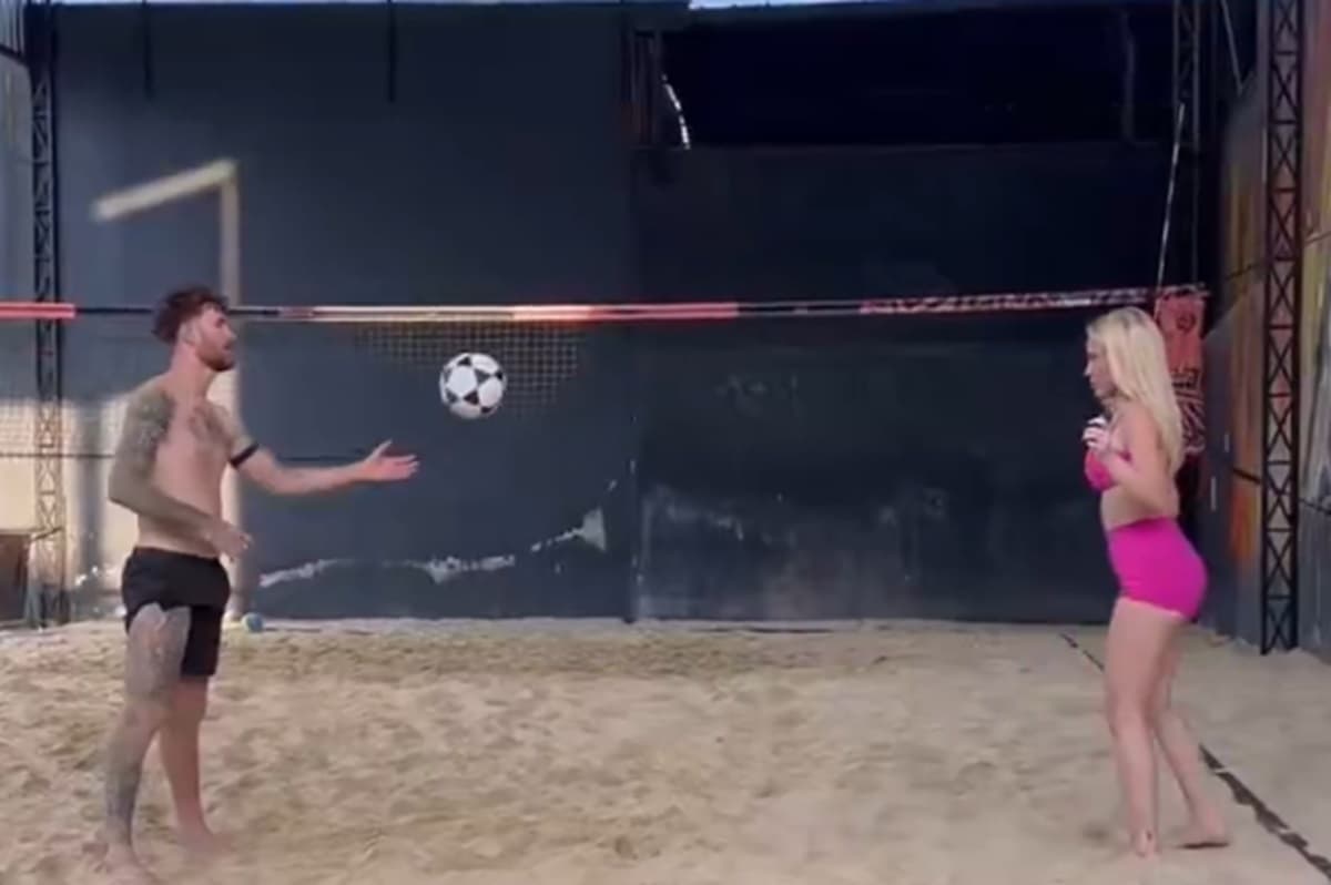 Léo Pereira e Karoline Lima em férias treinando