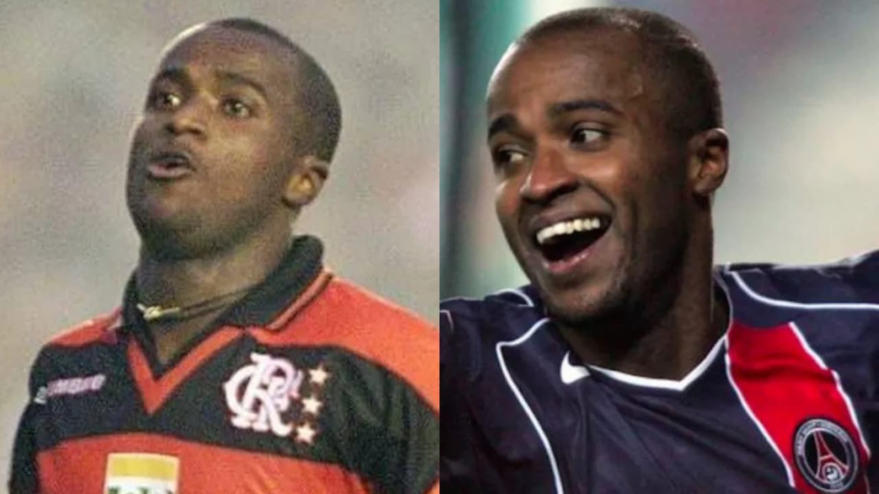 Reinaldo com a camisa do Flamengo e do PSG