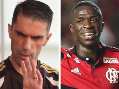 Montagem com Alfredo Almeida e Vini Jr no Flamengo