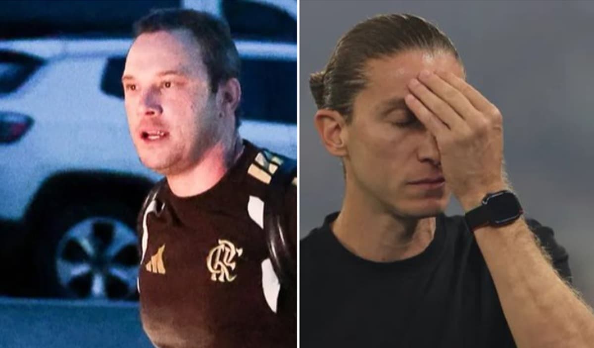 Filipe Luís e Bruno Pivetti em jogo do Flamengo