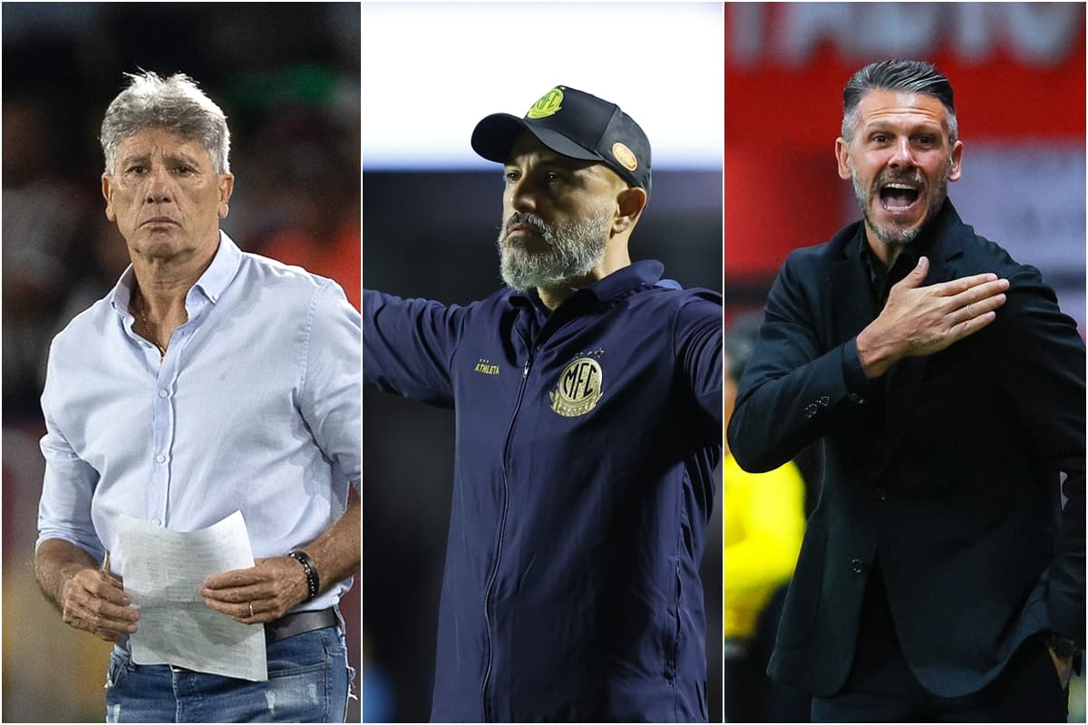 Montagem com fotos de Renato Gaúcho, Rafael Guanaes e Martin Demichelis, nomes ligados para assumir comando do Vasco